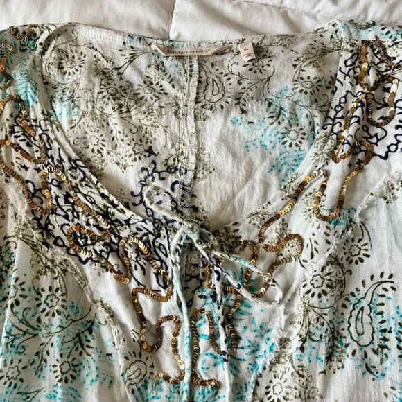 Soft Surroundings Embroidered Tassel Boho Top – XL - Picture 4 of 4